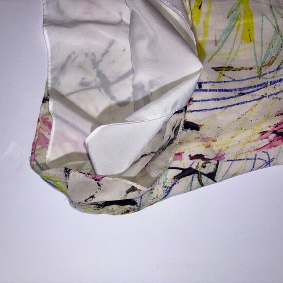 Milly 100% Silk Colorful Blouse Tank-Top size 4 - Picture 6 of 15